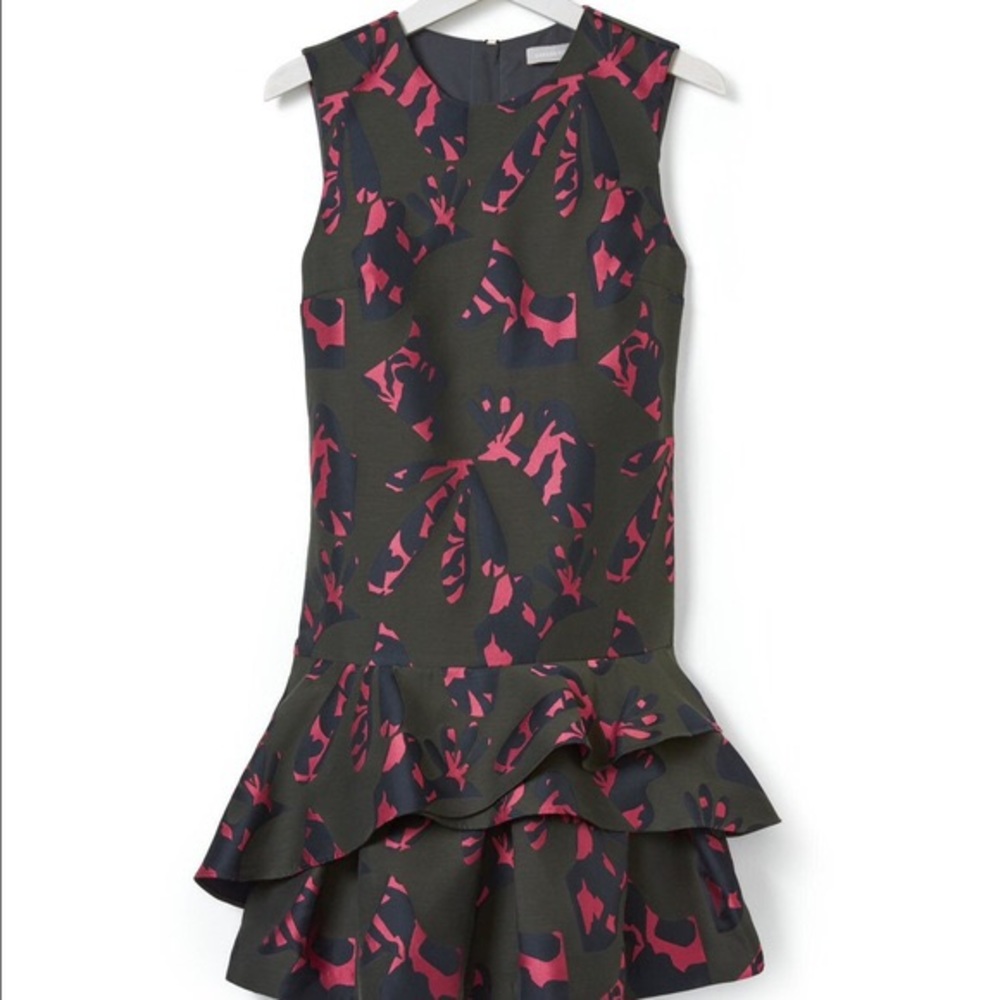 Banana Republic Camo Green & Pink Drop Waist Dress